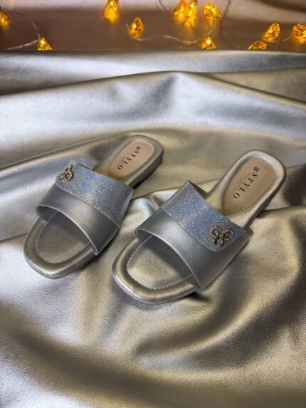 Luna Glitter Bow Slides
