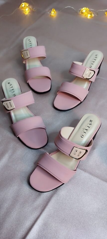 Elara Buckle Block Heel Blush Pink - Beyond Apparel BD