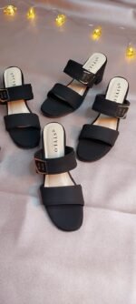 Black: Elara Buckle Block Heel Black - Beyond Apparel BD