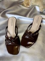 Mira Bow Strap Heel Burgundy - Beyond Apparel BD