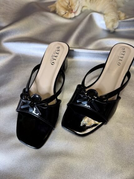 Mira Bow Strap Heel Black - Beyond Apparel BD
